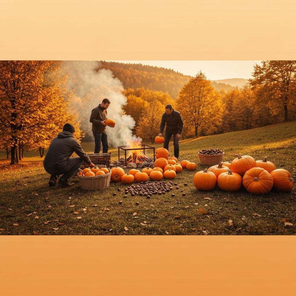 Pečena bundeva i kesteni u Zagorskim brdima, zlata jesenska svjetlost, tanak toplina